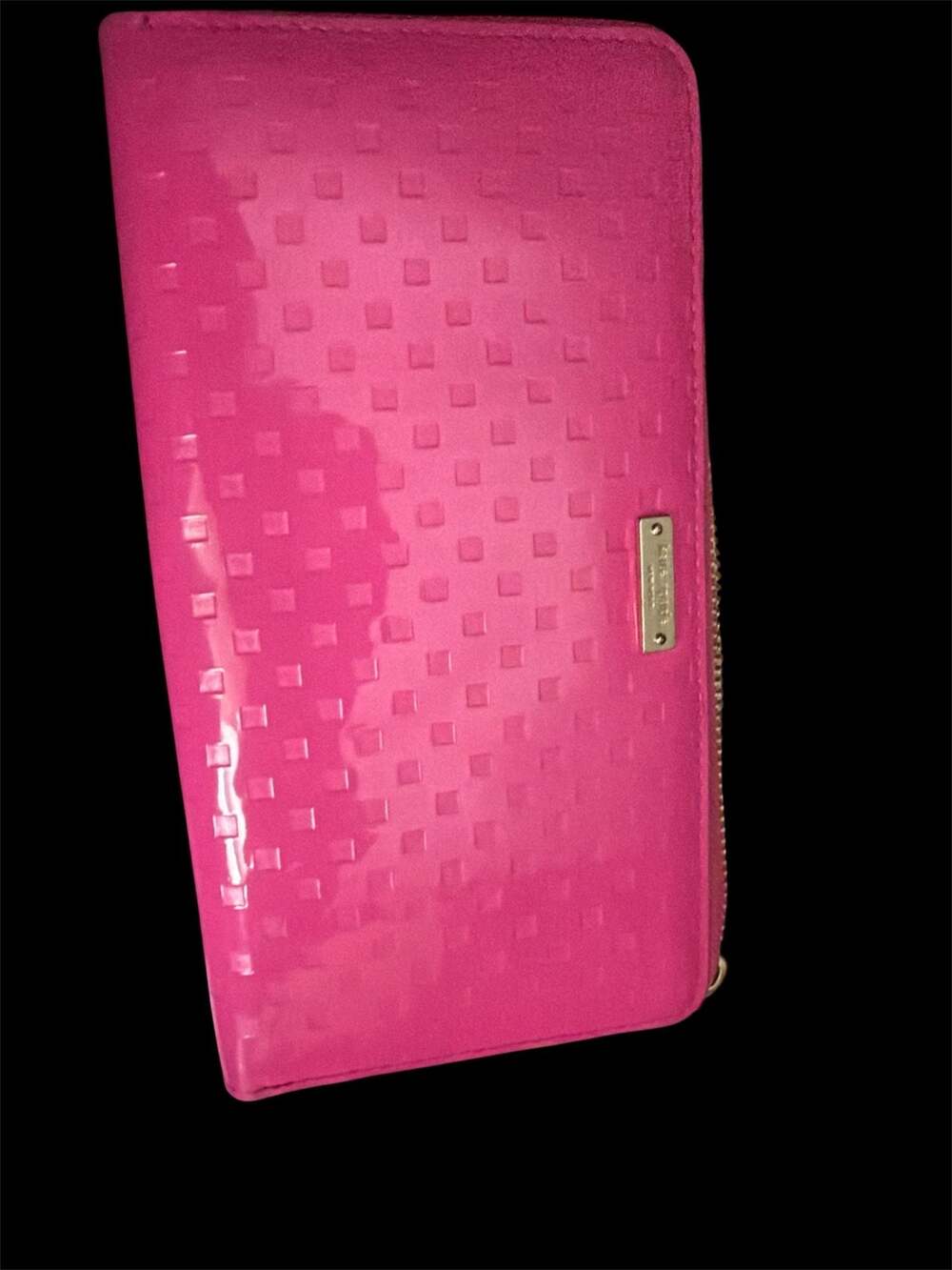 Kate Spade Mikado Neda Pink Embossed Patent Leather Zip Around Wallet